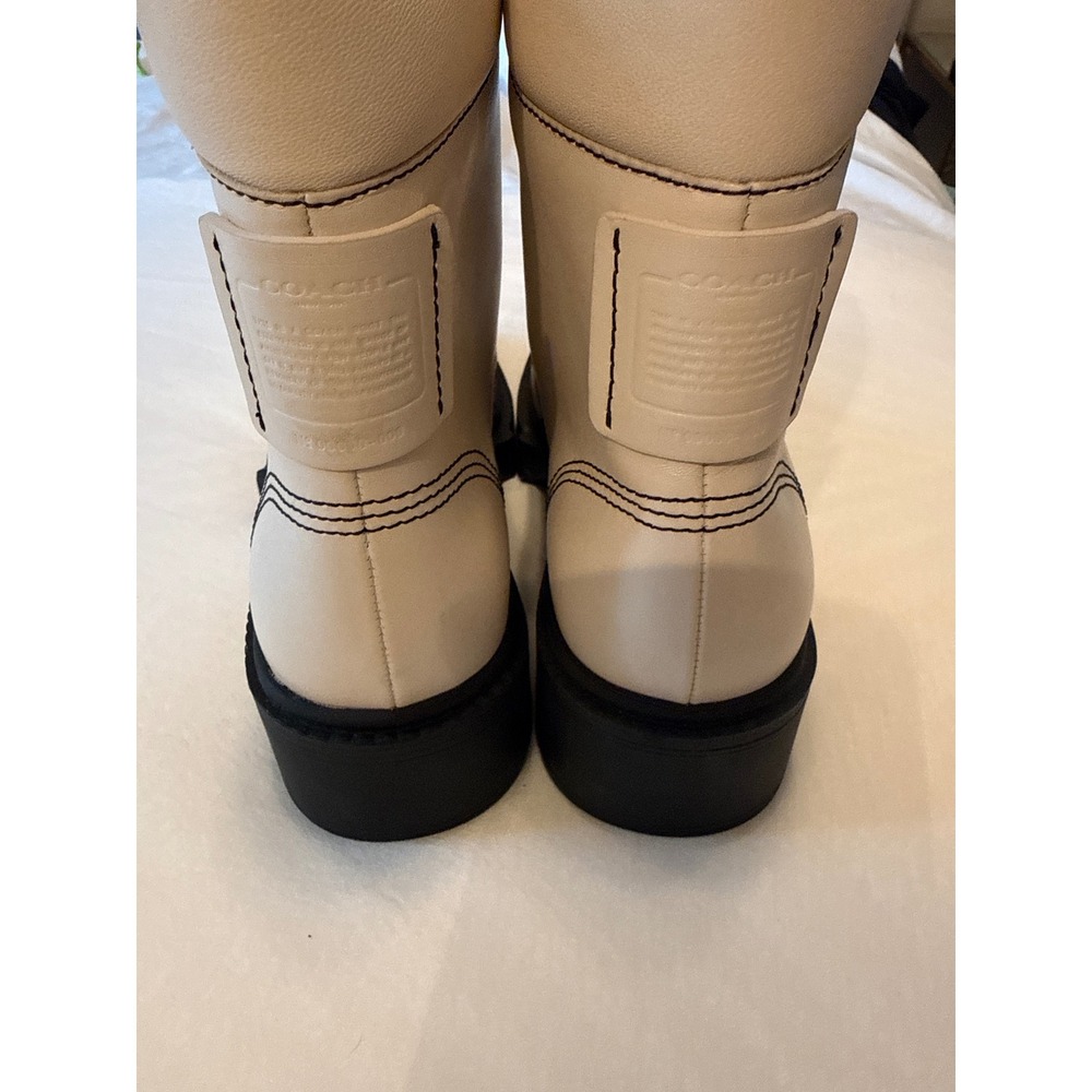 Coach Lorimer Leather Combat Boots Off White Chalk G5293  Women's 10B - Picture 2 of 7